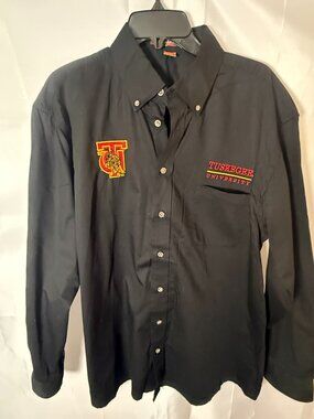 Harriton Tuskegee University Black Embroidered Long Sleeve Button Down Shirt XL